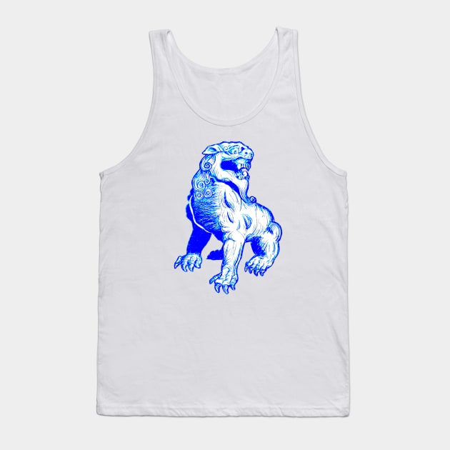 Blue Foo Dog Tank Top by Art of V. Cook